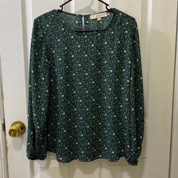 LOFT Ditsy Bloom Draped Sleeve Top - Picture 14 of 14